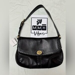 Coach Legacy BLK Flap Hampton Turnlock Leather Bag Gold Hardware #F11542 -  NWT